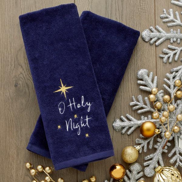 Skl Home O Holy Night 2-Piece Hand Towel Set Navy