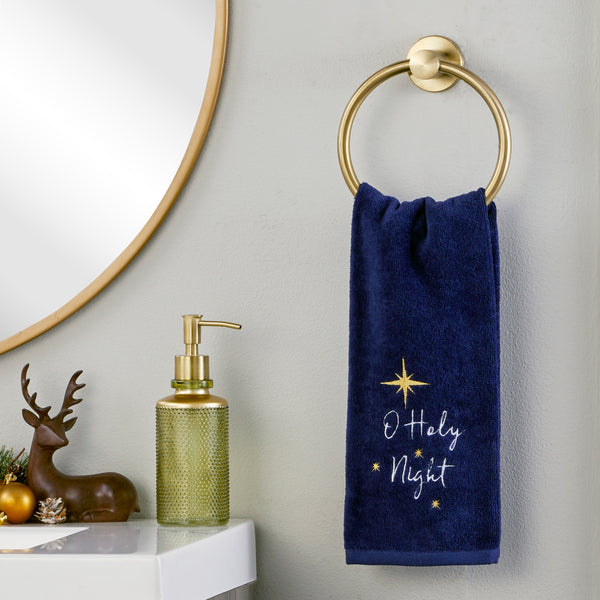 Skl Home O Holy Night 2-Piece Hand Towel Set Navy
