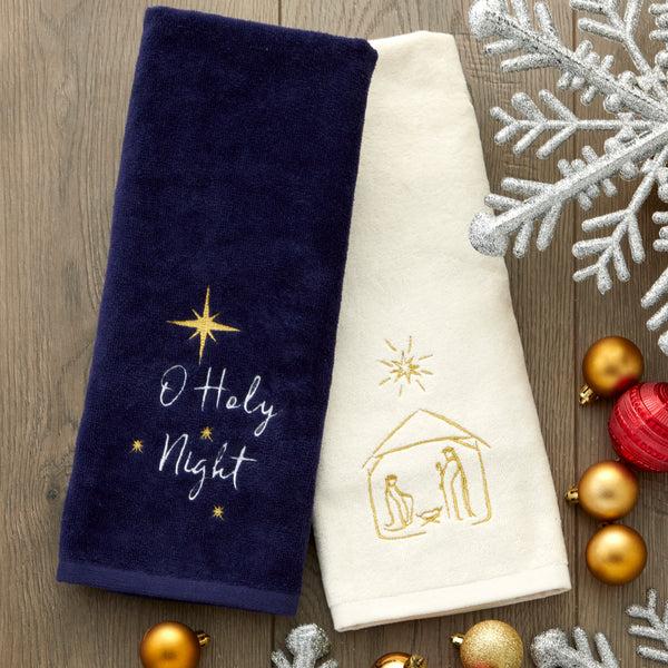 Skl Home O Holy Night 2-Piece Hand Towel Set Navy