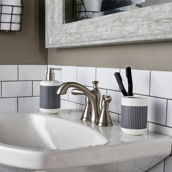 Skl Home Pinstripe Row Toothbrush Holder Dove Gray