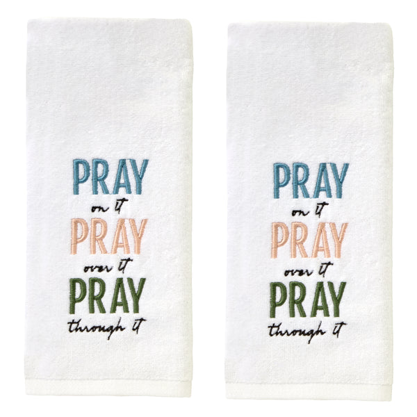 skl home Pray On It 2-Piece Hand Towel Set White