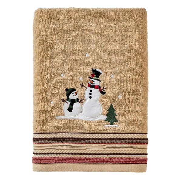 skl home Rustic Plaid Snowman Bath Towel Wheat
