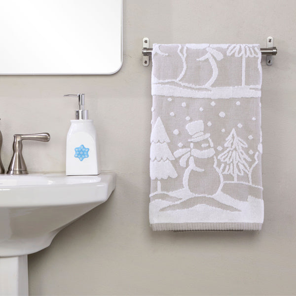 Skl Home Scenic Snowman Jacquard Bath Towel Gray