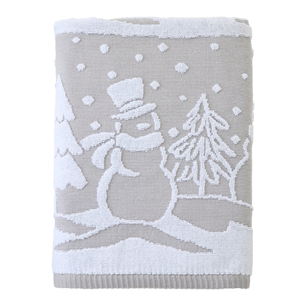 skl home Scenic Snowman Jacquard Bath Towel Gray