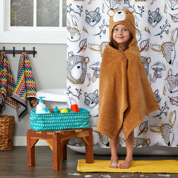 Skl Home Sketched Woodland Hooded Towel Brown