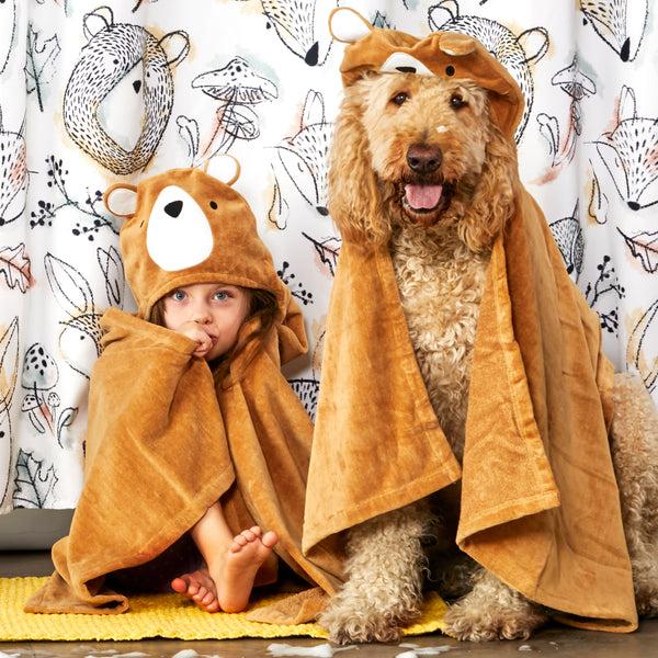 Skl Home Sketched Woodland Hooded Towel Brown