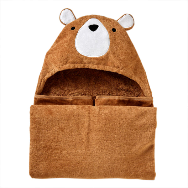 skl home Sketched Woodland Hooded Towel Brown