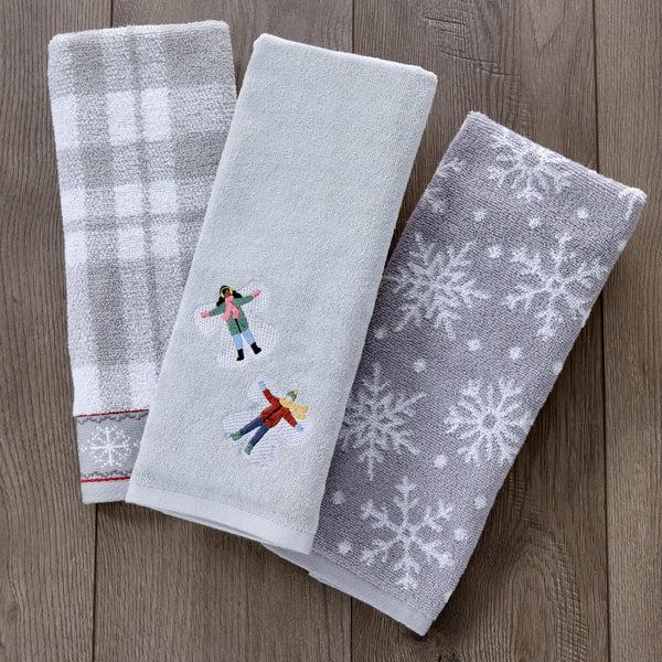 Skl Home Snow Angels 2-Piece Hand Towel Set Gray