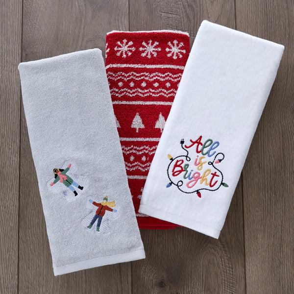 Skl Home Snow Angels 2-Piece Hand Towel Set Gray