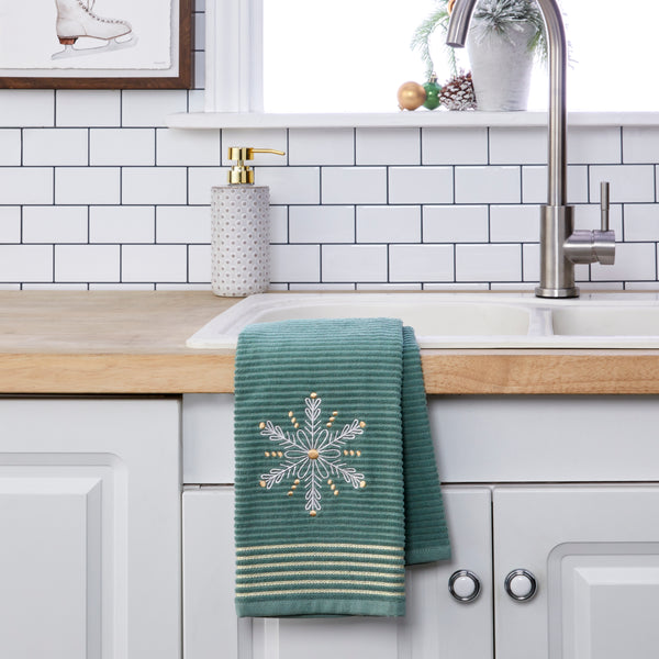 Skl Home Snowflake 2-Piece Hand Towel Set Sage