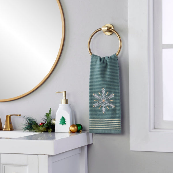 Skl Home Snowflake 2-Piece Hand Towel Set Sage