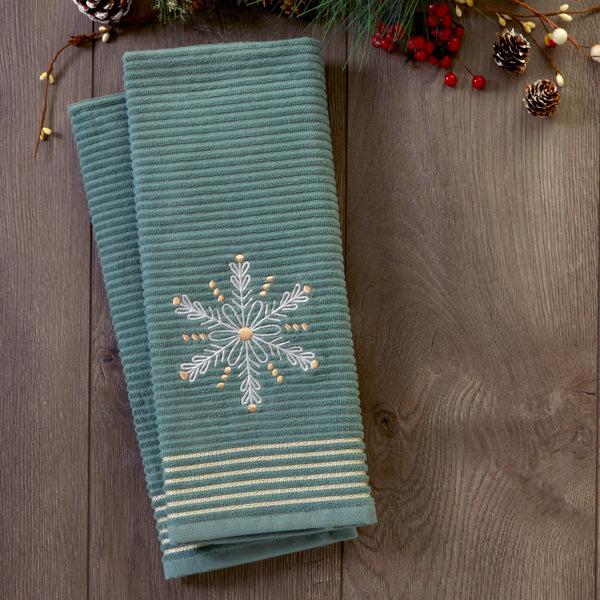 Skl Home Snowflake 2-Piece Hand Towel Set Sage