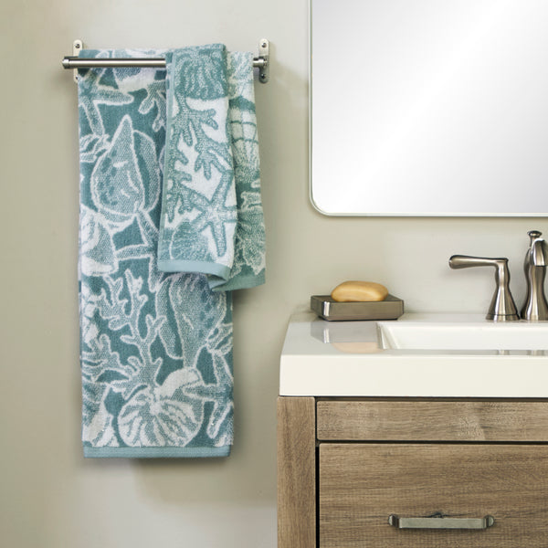 Skl Home South Seas Shell Jacquard Bath Towel Teal