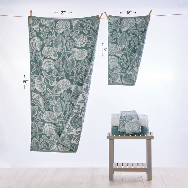 Skl Home South Seas Shell Jacquard Bath Towel Teal