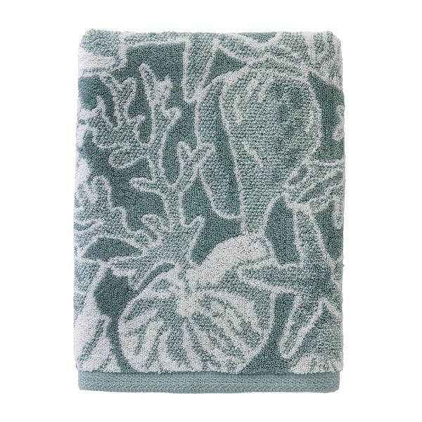 skl home South Seas Shell Jacquard Bath Towel Teal