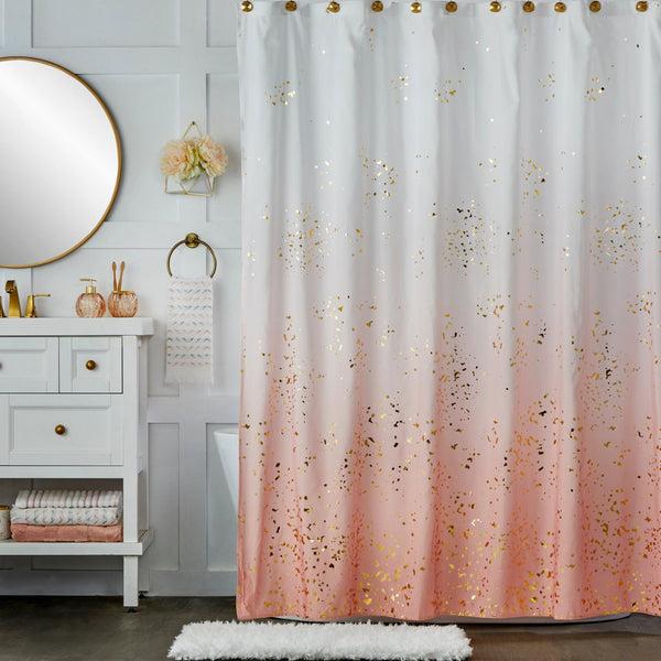 skl home Splatter Fabric Shower Curtain Pink