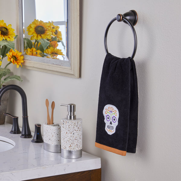 Skl Home Sugar Skull 2-Piece Hand Towel Set Black