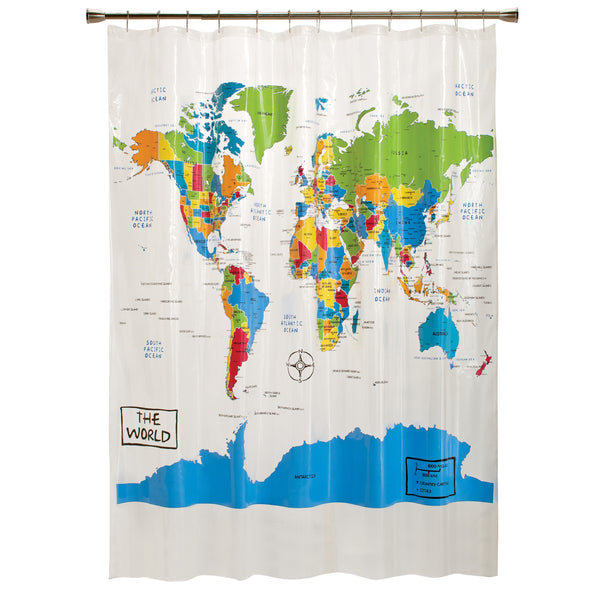 Skl Home The World PEVA Shower Curtain Multi