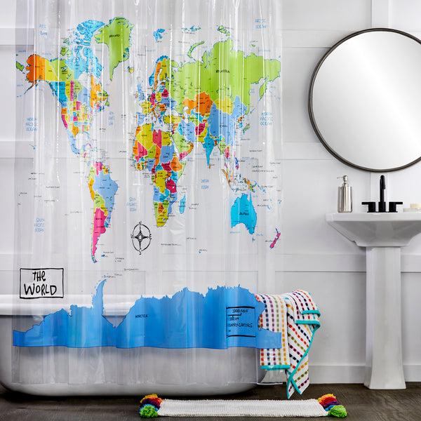 skl home The World PEVA Shower Curtain Multi