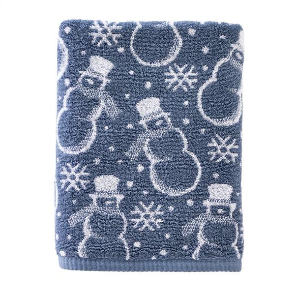 skl home Top Hat Snowman Jacquard Bath Towel Blue