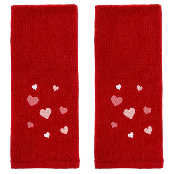 skl home Tossed Hearts 2-Piece Hand Towel Set Red