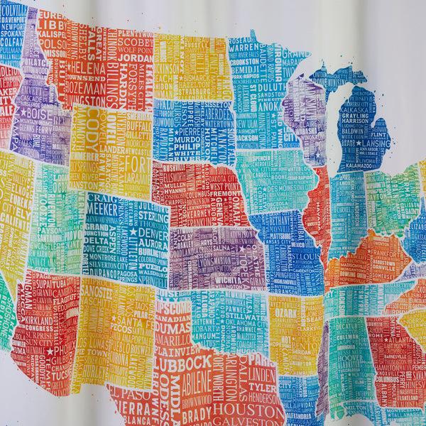 Skl Home United States Map Shower Curtain Multi