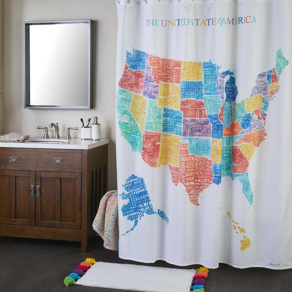 skl home United States Map Shower Curtain Multi