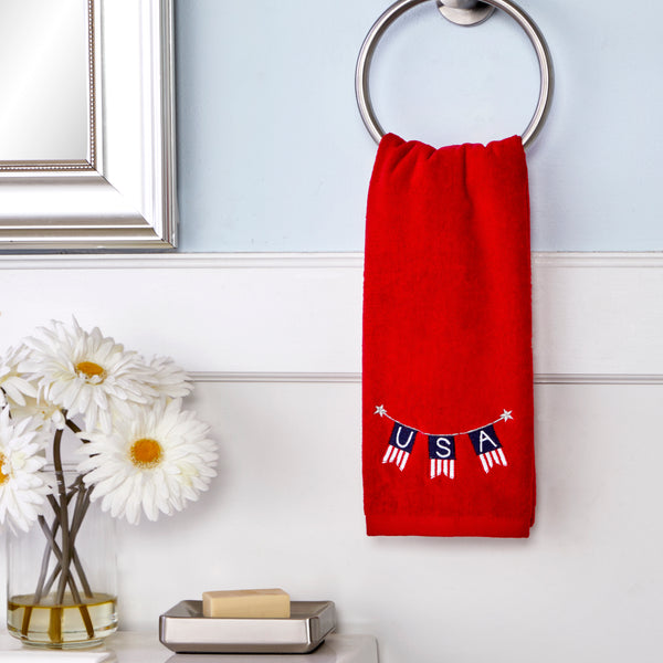 Skl Home USA Banner 2-Piece Hand Towel Set Red
