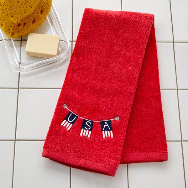 Skl Home USA Banner 2-Piece Hand Towel Set Red