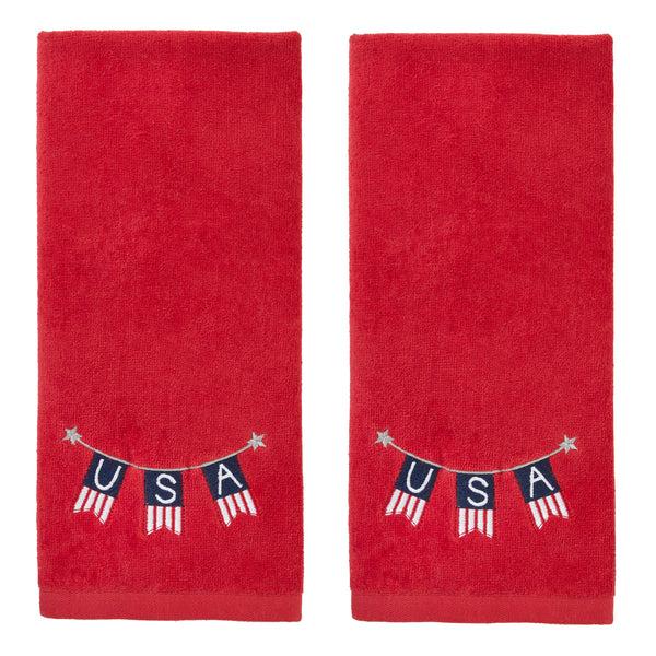 skl home USA Banner 2-Piece Hand Towel Set Red