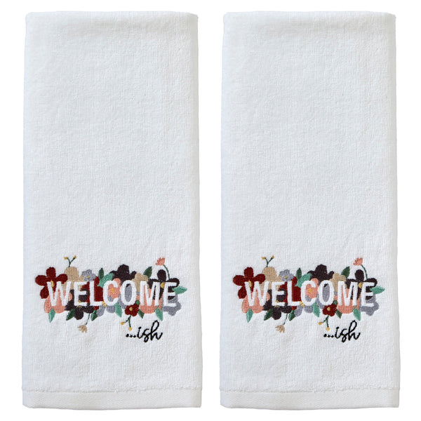 skl home Welcome-ish 2-Piece Hand Towel Set White