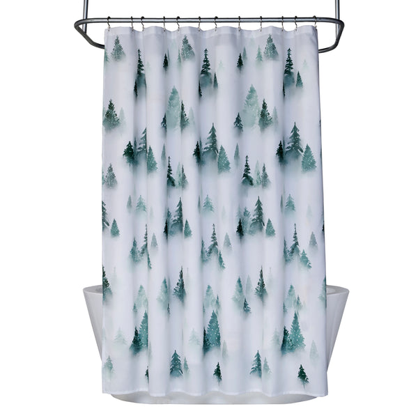 Skl Home Winter Pines Fabric Shower Curtain Green