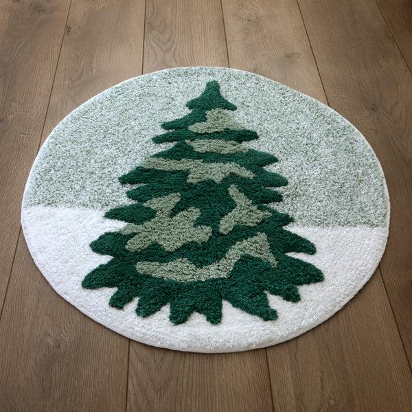 Skl Home Winter Pines Round Tufted Rug Green