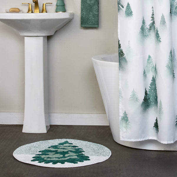 Skl Home Winter Pines Round Tufted Rug Green