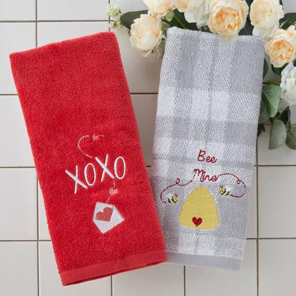 Skl Home XOXO 2-Piece Hand Towel Set Red