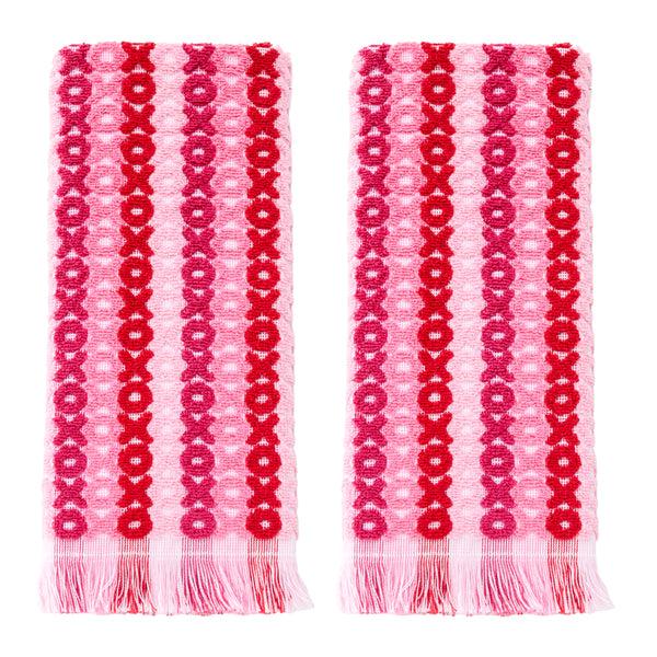 skl home XOXO Jacquard 2-Piece Hand Towel Set Pink