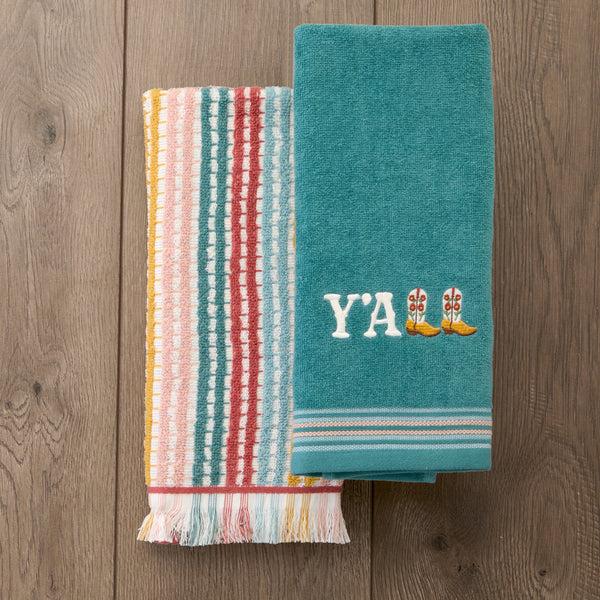 Skl Home Y'all 2-Piece Hand Towel Set Teal/Multi