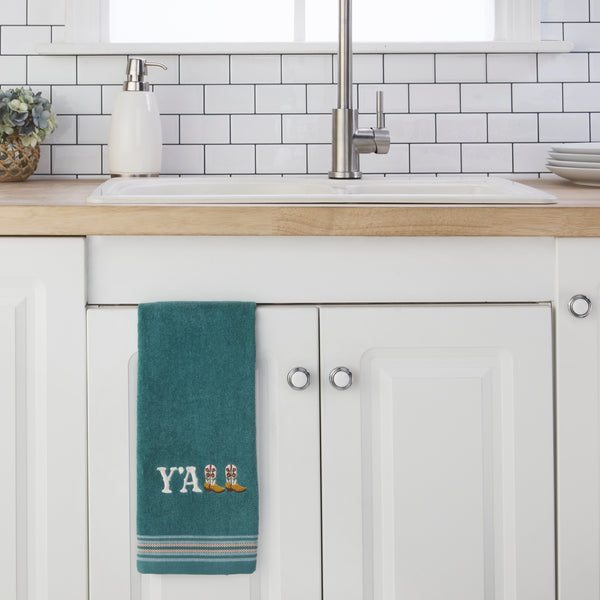 Skl Home Y'all 2-Piece Hand Towel Set Teal/Multi