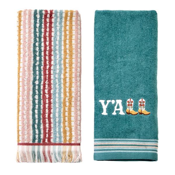 skl home Y'all 2-Piece Hand Towel Set Teal/Multi