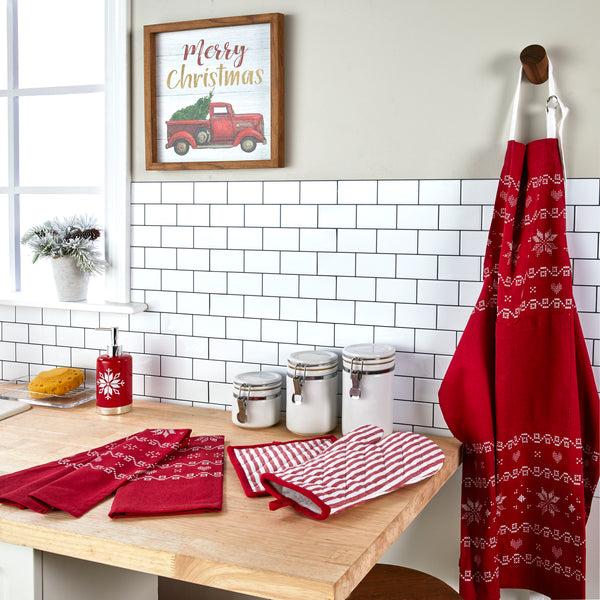 Skl Home Snowflake Winter 2-Piece Kitchen Dish Towel Set Red/Multi