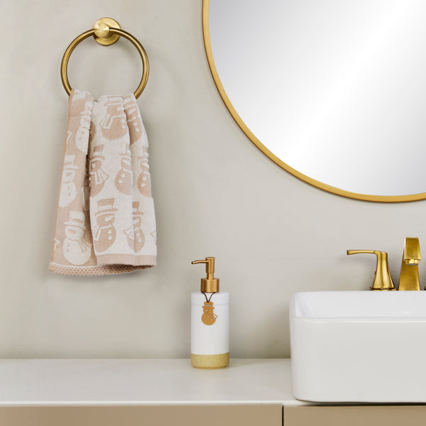 Skl Home Snowman Jacquard 2-Piece Hand Towel Set Tan