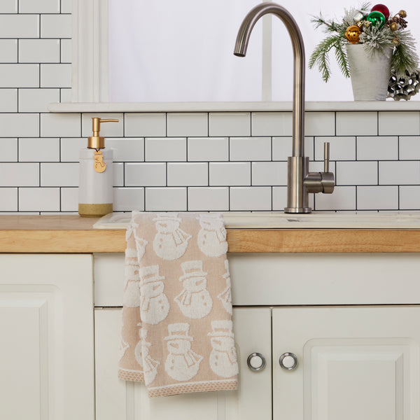 Skl Home Snowman Jacquard 2-Piece Hand Towel Set Tan