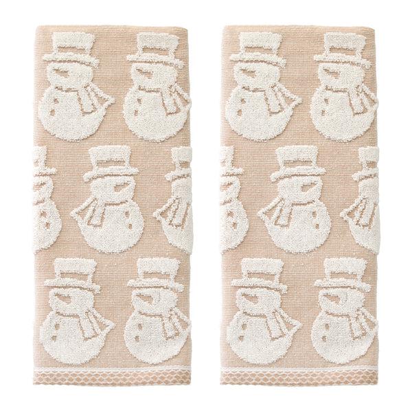 skl home Snowman Jacquard 2-Piece Hand Towel Set Tan