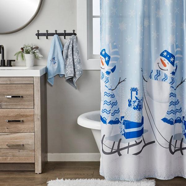 Skl Home Snowman Sled 2-Piece Hand Towel Set Light Blue