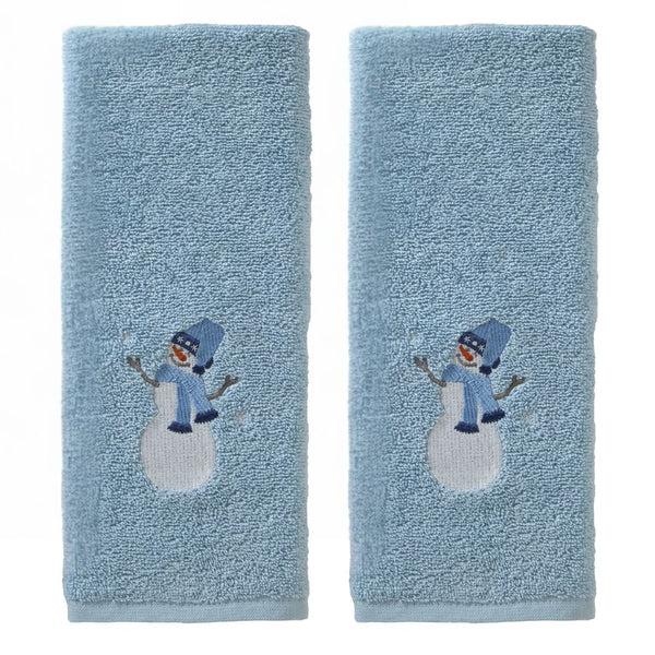 skl home Snowman Sled 2-Piece Hand Towel Set Light Blue
