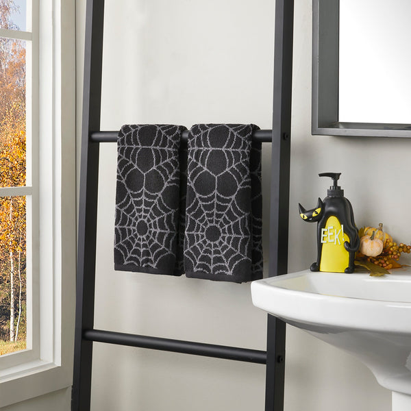Skl Home Spider Web Jacquard 2-Piece Hand Towel Set Black