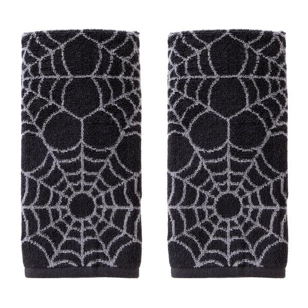 skl home Spider Web Jacquard 2-Piece Hand Towel Set Black
