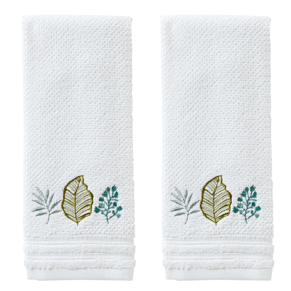 skl home Sprouted Palm 2-Piece Hand Towel Set White/Multi