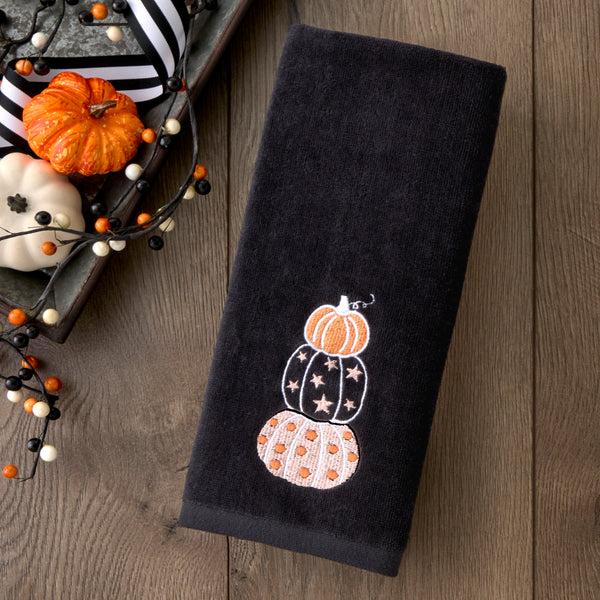 Skl Home Stacked Pumpkins 2-Piece Hand Towel Set Black