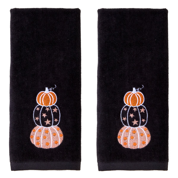skl home Stacked Pumpkins 2-Piece Hand Towel Set Black